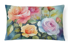 Load image into Gallery viewer, Roses in Watercolor Fabric Decorative Pillow