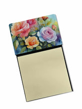 Load image into Gallery viewer, Roses in Watercolor Sticky Note Holder- Refiilable Desk Accessory Note Pad