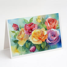 Load image into Gallery viewer, Roses in Watercolor Greeting Cards -  Blank Note Cards – 8-Pack of Artist-Designed Cards with Envelopes