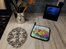 Load image into Gallery viewer, Roses in Watercolor Pot Holders - Set of 2 Decorative Kitchen Helpers | Made in the USA