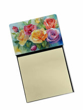Load image into Gallery viewer, Roses in Watercolor Sticky Note Holder- Refiilable Desk Accessory Note Pad