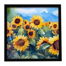Load image into Gallery viewer, Sunflowers in Watercolor Framed Metal Print