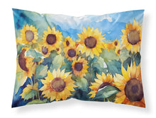 Load image into Gallery viewer, Sunflowers in Watercolor Fabric Standard Pillowcase – Artistic Decorative Front, White Back