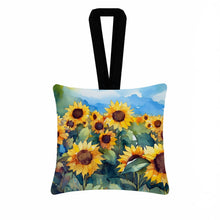Load image into Gallery viewer, Sunflowers in Watercolor Hanging Square Fabric Ornament 3.5 × 3.5