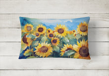 Load image into Gallery viewer, Sunflowers in Watercolor Fabric Decorative Pillow
