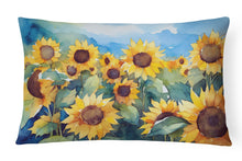 Load image into Gallery viewer, Sunflowers in Watercolor Fabric Decorative Pillow