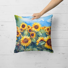 Load image into Gallery viewer, Sunflowers in Watercolor Throw Pillow