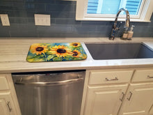 Load image into Gallery viewer, Sunflowers in Watercolor Dish Drying Mat