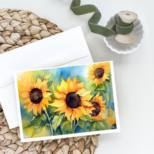 Load image into Gallery viewer, Sunflowers in Watercolor Greeting Cards -  Blank Note Cards – 8-Pack of Artist-Designed Cards with Envelopes