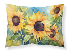 Load image into Gallery viewer, Sunflowers in Watercolor Fabric Standard Pillowcase – Artistic Decorative Front, White Back