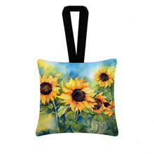 Load image into Gallery viewer, Sunflowers in Watercolor Hanging Square Fabric Ornament 3.5 × 3.5