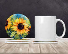 Load image into Gallery viewer, Sunflowers in Watercolor Large Sandstone Coasters Pack of 4
