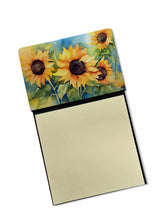 Load image into Gallery viewer, Sunflowers in Watercolor Sticky Note Holder- Refiilable Desk Accessory Note Pad
