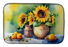 Load image into Gallery viewer, Sunflowers in Watercolor Dish Drying Mat
