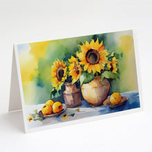 Load image into Gallery viewer, Sunflowers in Watercolor Greeting Cards -  Blank Note Cards – 8-Pack of Artist-Designed Cards with Envelopes