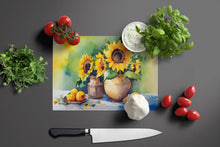 Load image into Gallery viewer, Sunflowers in Watercolor Glass Cutting Boards – Durable, Decorative Kitchen Art Large