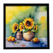 Load image into Gallery viewer, Sunflowers in Watercolor Framed Metal Print
