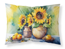 Load image into Gallery viewer, Sunflowers in Watercolor Fabric Standard Pillowcase – Artistic Decorative Front, White Back