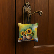 Load image into Gallery viewer, Sunflowers in Watercolor Hanging Square Fabric Ornament 3.5 × 3.5