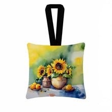 Load image into Gallery viewer, Sunflowers in Watercolor Hanging Square Fabric Ornament 3.5 × 3.5
