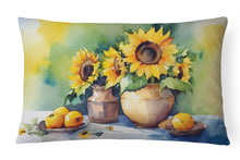 Load image into Gallery viewer, Sunflowers in Watercolor Fabric Decorative Pillow