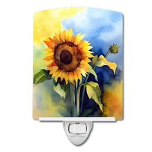Load image into Gallery viewer, Sunflowers in Watercolor Ceramic Night Light