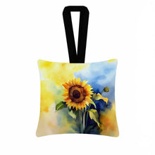 Load image into Gallery viewer, Sunflowers in Watercolor Hanging Square Fabric Ornament 3.5 × 3.5