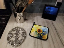 Load image into Gallery viewer, Sunflowers in Watercolor Pot Holders - Set of 2 Decorative Kitchen Helpers | Made in the USA