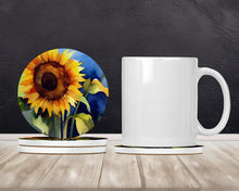 Load image into Gallery viewer, Sunflowers in Watercolor Large Sandstone Coasters Pack of 4