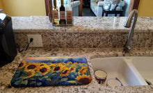 Load image into Gallery viewer, Sunflowers in Watercolor Dish Drying Mat