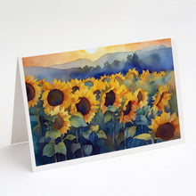 Load image into Gallery viewer, Sunflowers in Watercolor Greeting Cards -  Blank Note Cards – 8-Pack of Artist-Designed Cards with Envelopes