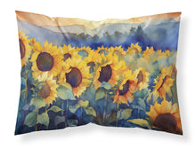 Load image into Gallery viewer, Sunflowers in Watercolor Fabric Standard Pillowcase – Artistic Decorative Front, White Back