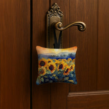 Load image into Gallery viewer, Sunflowers in Watercolor Hanging Square Fabric Ornament 3.5 × 3.5