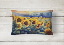 Load image into Gallery viewer, Sunflowers in Watercolor Fabric Decorative Pillow