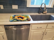 Load image into Gallery viewer, Sunflowers in Watercolor Dish Drying Mat