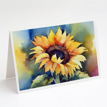 Load image into Gallery viewer, Sunflowers in Watercolor Greeting Cards -  Blank Note Cards – 8-Pack of Artist-Designed Cards with Envelopes