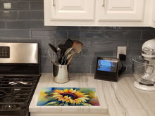 Load image into Gallery viewer, Sunflowers in Watercolor Glass Cutting Boards – Durable, Decorative Kitchen Art Large