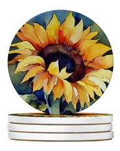 Load image into Gallery viewer, Sunflowers in Watercolor Large Sandstone Coasters Pack of 4