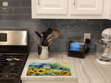 Load image into Gallery viewer, Sunflowers in Watercolor Glass Cutting Boards – Durable, Decorative Kitchen Art Large