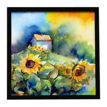 Load image into Gallery viewer, Sunflowers in Watercolor Framed Metal Print