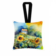 Load image into Gallery viewer, Sunflowers in Watercolor Hanging Square Fabric Ornament 3.5 × 3.5