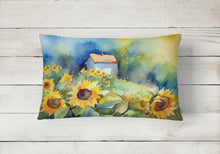 Load image into Gallery viewer, Sunflowers in Watercolor Fabric Decorative Pillow