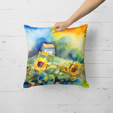 Load image into Gallery viewer, Sunflowers in Watercolor Throw Pillow