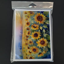 Load image into Gallery viewer, Sunflowers in Watercolor Greeting Cards -  Blank Note Cards – 8-Pack of Artist-Designed Cards with Envelopes