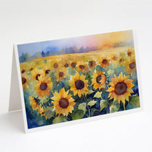 Load image into Gallery viewer, Sunflowers in Watercolor Greeting Cards -  Blank Note Cards – 8-Pack of Artist-Designed Cards with Envelopes