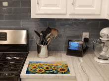 Load image into Gallery viewer, Sunflowers in Watercolor Glass Cutting Boards – Durable, Decorative Kitchen Art Large