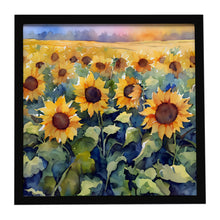 Load image into Gallery viewer, Sunflowers in Watercolor Framed Metal Print