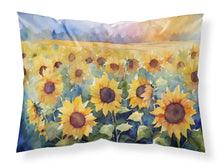 Load image into Gallery viewer, Sunflowers in Watercolor Fabric Standard Pillowcase – Artistic Decorative Front, White Back