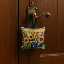 Load image into Gallery viewer, Sunflowers in Watercolor Hanging Square Fabric Ornament 3.5 × 3.5