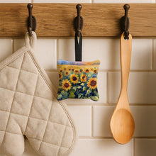 Load image into Gallery viewer, Sunflowers in Watercolor Hanging Square Fabric Ornament 3.5 × 3.5
